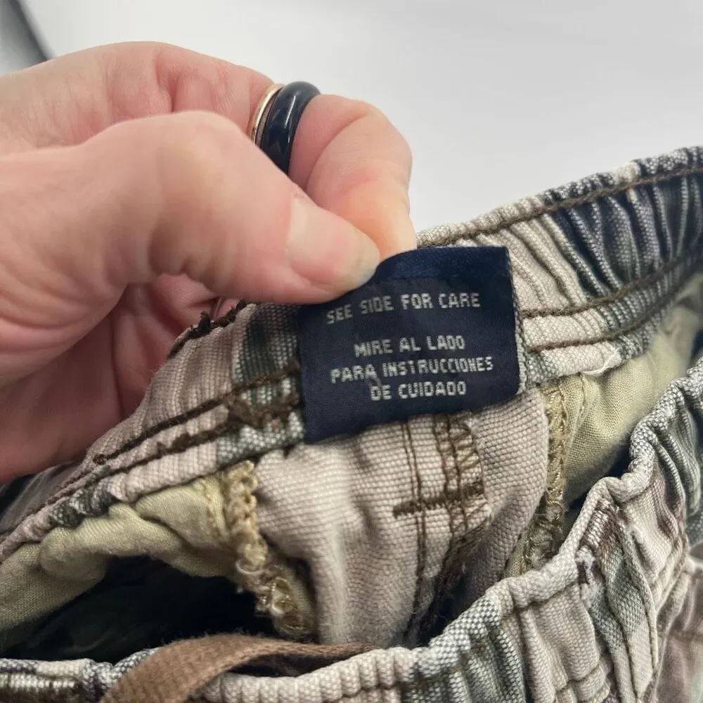 The Children's Place Kids Camo Drawstring Cotton Cargo Pants Green Brown Size 3T